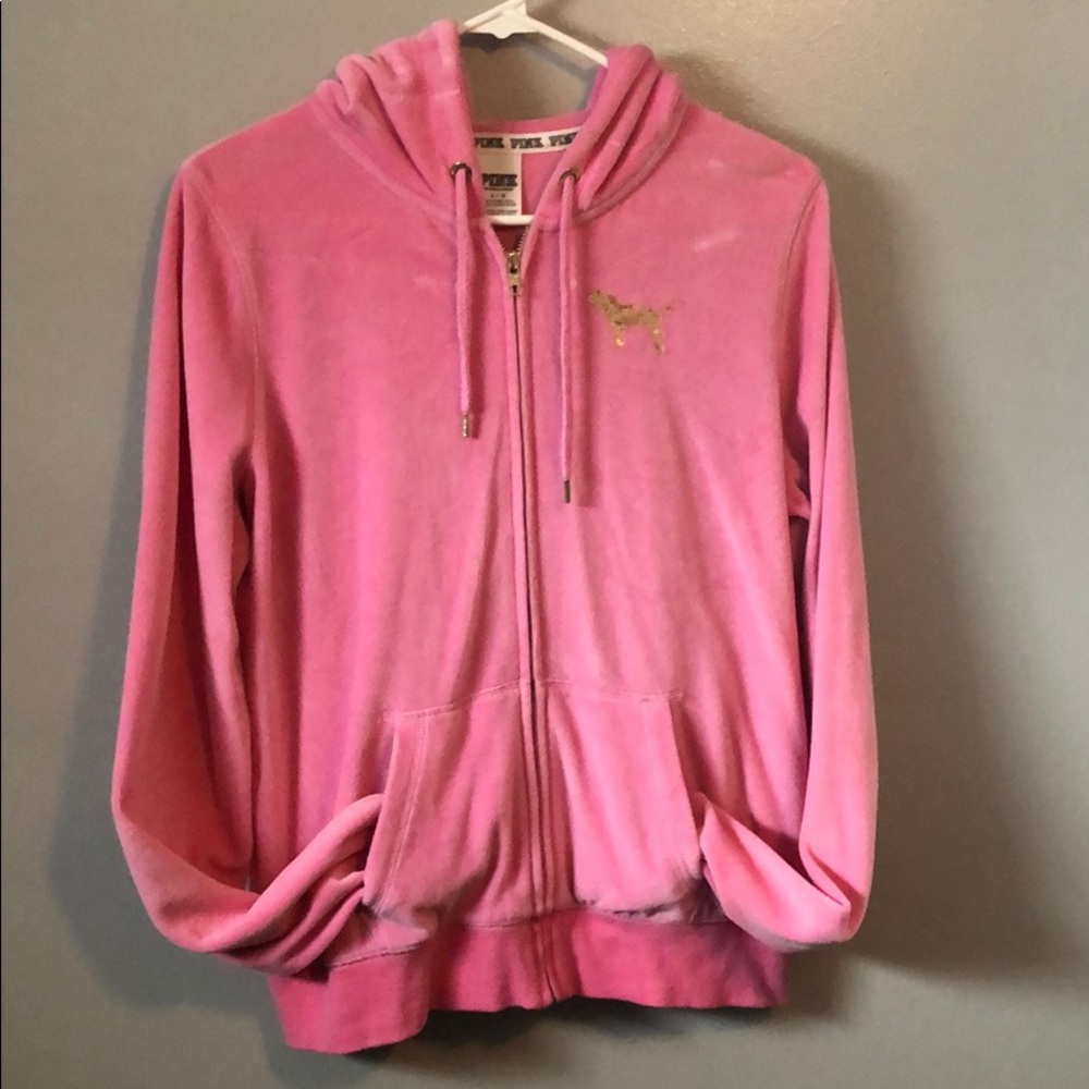 Victoria’s Secret Pink Velour Zip-Up Hoodie